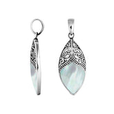 Silver Overlay Artistic Marquise Pendant Featuring Mother Of Pearl